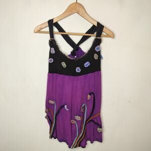 Rising International Tank Top Crochet Flower Boho Hippie